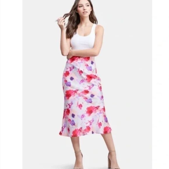 Lulus Satin Pink/Purple Splatter Skirt Size Large NWT - Picture 1 of 8